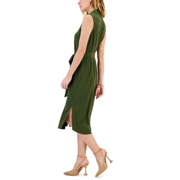 I.N.C. International Concepts Women's Olive Green Collared Midi Dress NWT - Picture 3 of 8